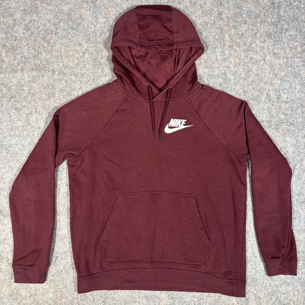 Nike Sportswear Essentials Hoodie Mens M Burgundy Pullover Sweatshirt CI1192-652